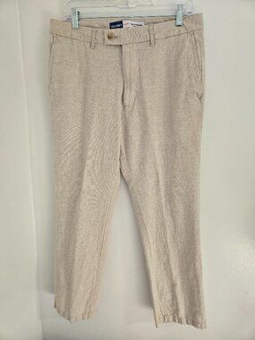 Old Navy "90's Straight" Pants Men's 32x30 Beige Linen Blend Straight Leg